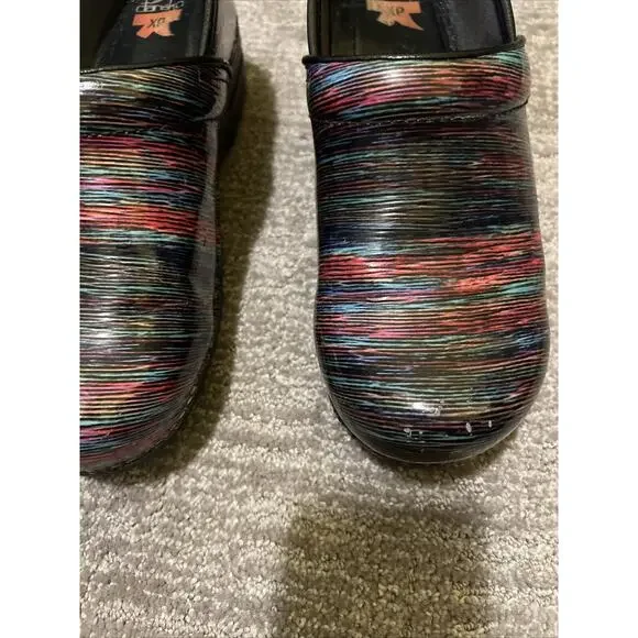 Dansko XP Striped Pro Leather Clog Size 9 US EUR 40 Slip On Comfort Rainbow - Picture 2 of 14